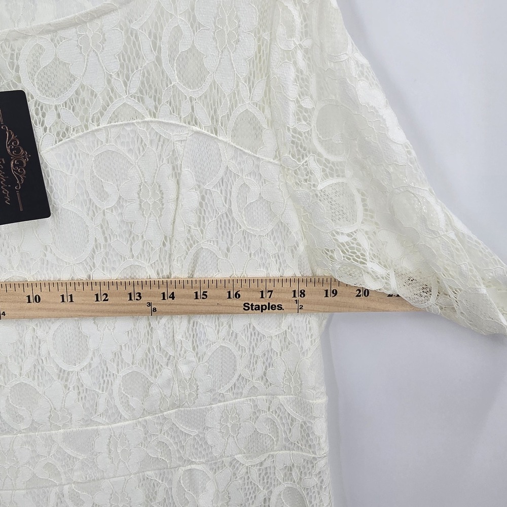 NWT Pinup Fashion Dress Womens 18W Lace Ivory 3/4 Sleeve Side Zip Wedding - Picture 10 of 13